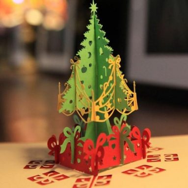 3D Laser Cut Pop-up Greeting Card Christmas Tree