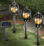 3-Piece Solar Lantern Pathlights Garden Stakes