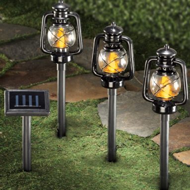 3-Piece Solar Lantern Pathlights Garden Stakes