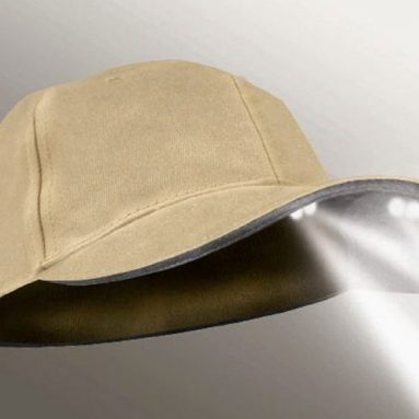 4-LED Khaki Tan Structured Flashlight Hat