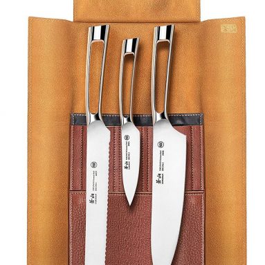4 Piece Leather Roll Knife Set