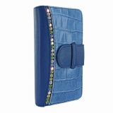 Wallet for Apple Iphone 5 Swarovski Blue