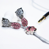 Earphone with Microphone Crystal Cat Pink