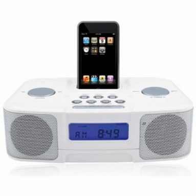 Black Friday: Naxa NX3103 White Digital Alarm Clock AM FM Radio iPod Docking Station