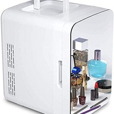 Makeup Cosmetics Mirrored Door Mini Fridge Thermoelectric Cooler and Warmer AC/DC Powered System