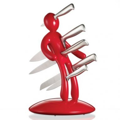 The Ex 5-Piece Knife Set with Unique Red Holder