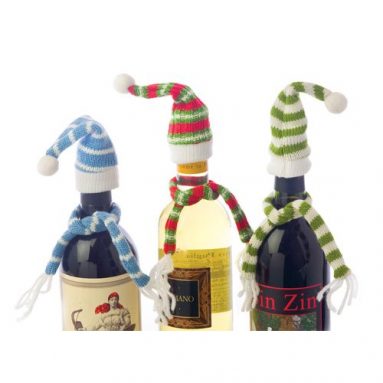 Bundle Up trio of knit bottle toppers