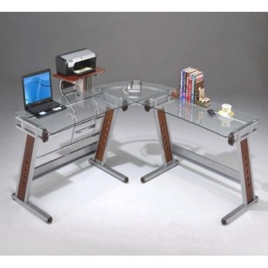 Executive Glass L Shaped Computer Desk