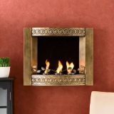 Antique Gold Brushed Wall Mount Gel Fuel Fireplace