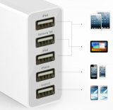 5-Port USB Wall Charger Travel Charger