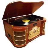 Classical Turntable with AM/FM Radio/ CD/ Cassette/ USB Recording and iPod Player