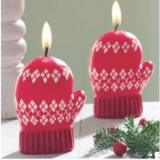 Alpine Holiday Argyle Mitten Christmas Candles
