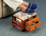 Portable Wooden 2 Drawer Foot Rest With Storage
