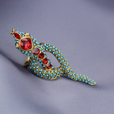 Kenneth Jay Lane Turquoise and Ruby Snake Ring