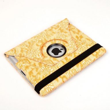 Flower Light Orange Flip Case Cover Bag For iPad 2