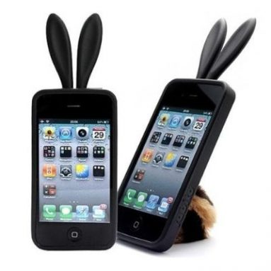 Bunny Rabit Silicone Case Skin for Iphone 4 Stand Tail Holder