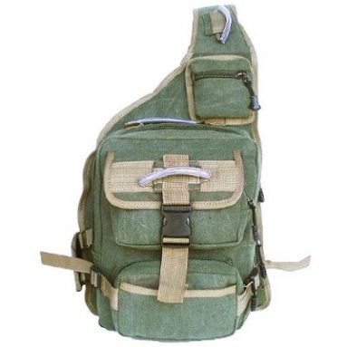 Military Inspired Canvas Backpack Sling Bag Daypack Olive Drab