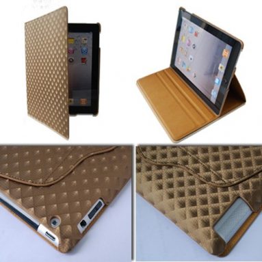 Diamond Magnetic Smart PU Leather Cover Case iPad 2 Coffee