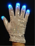 LED Flashing Multi-mode Silver Glitter Multicolor Raver Gloves