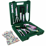 Pink Floral Garden Tool Set in Carry Box