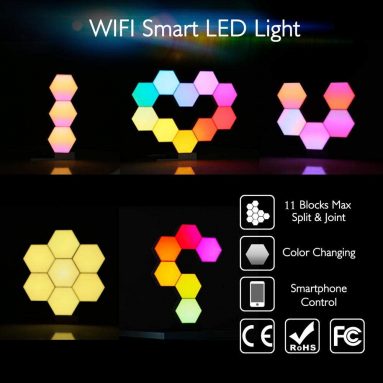 WiFi Smart LED Light Kit DIY Night Lamp Voice Control 16 Million Color Compatible with Alexa Google Home