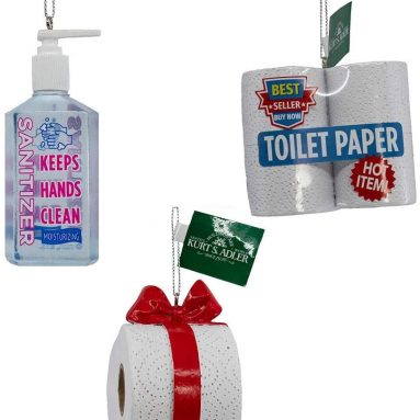 Kurt Adler Hand Sanitizer and Toilet Paper Ornament
