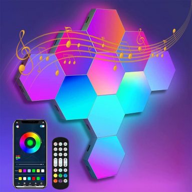 LED Wall Light Panels: Smart RGB Color-Changing Hexagon Lights with App & Remote Control