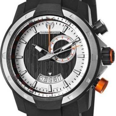 TechnoMarine Men’s 610005 UF6 Chronograph Black and Orange Dial Watch
