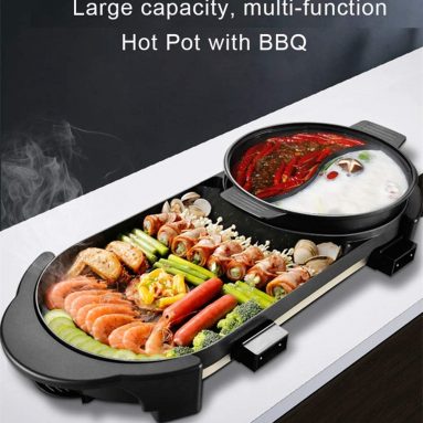 Electric BBQ Grill Indoor Hot Pot 1500W Non-Stick Baking Pan
