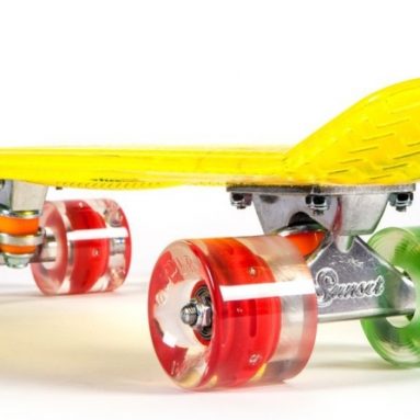 Complete Skateboard Yellow Deck Green Red LED Wheels