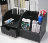 7 Storage Compartments Multifunctional PU Leather Office Desk Organizer