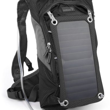 7 W Solar Charging Panel, 1.8L Hydration BackpackBladder Bag wFlexible Drinking Pipe