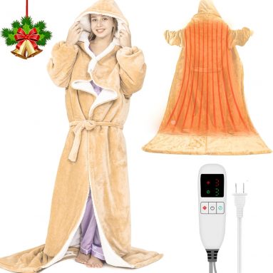 Electric Snuggle Blanket Wearable Heating Blanket with Removable FootPocket