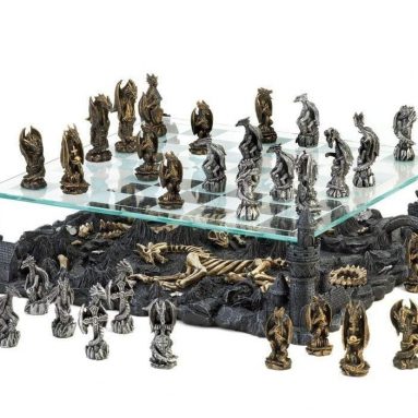 Chess Board 13.5″ Glass board with Chess Pieces