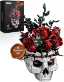 Skull Roses Flower Bouquet Building Set