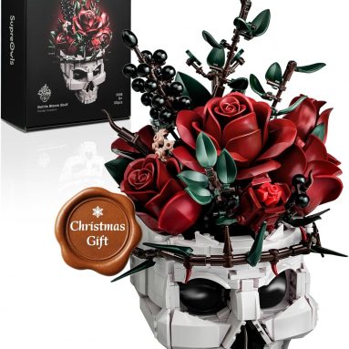 Skull Roses Flower Bouquet Building Set