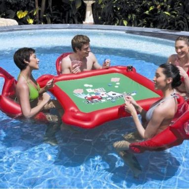 Inflatable Pool Poker Set w/ Card Table