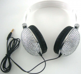 Silver Crystal Rhinestone DJ Over-Ear Headphones