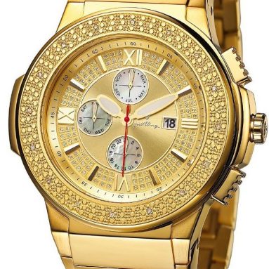 “Luna Gold” and Money Clip Diamond Chronograph 18K Gold Plated Watch