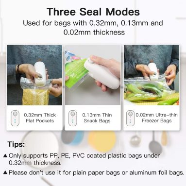 DELLURGO Handheld Bag Sealer Heat Seal 2 in 1 Bag Sealer Cutter