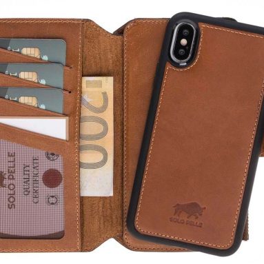 Solo Pelle iPhone X/XS Detachable Leather Carrying case & Wallet Zipper Magic