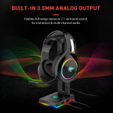 Havit RGB Headphones Stand with 3.5mm AUX and 2 USB Ports