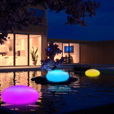 Solar Garden Lights Outdoor Glow Cobblestone