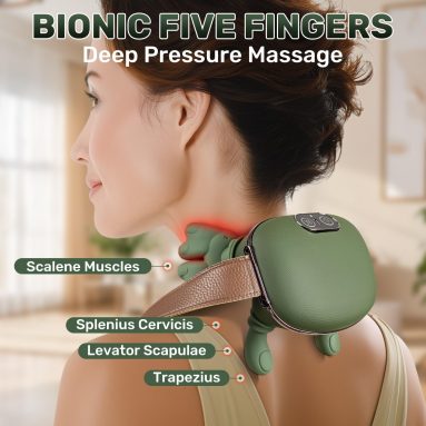 Siasoo Bionic 4D Kneading Neck Massager: Wireless, Portable Deep Tissue Relief with Soothing Heat