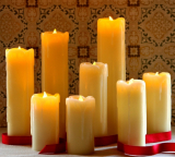 8 Assorted Ivory Wax Drip Slim Flameless Candles with Remote