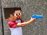 8 Bit Pixelated Blue Diamond Foam Gun Toy