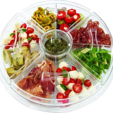 8-Section Ice-Chilled Revolving Appetizer Tray Vented Ice Chamber