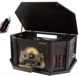 8-in-1 Boytone with Bluetooth Connection Natural wood Classic Turntable Stereo System