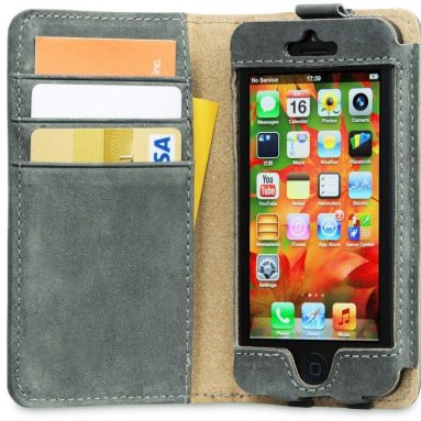 Leather iPhone 5s Case / iPhone 5 Case with Card Wallet