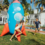 Inflatable Kids Rocketship Sprinkler for Lawns & Summer Entertainment